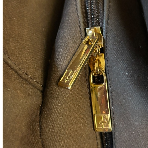 DIANE VON FURSTENBERG Two-Way Weekender Duffle Travel Bag Brown Suede Tri-Tone - Picture 12 of 16